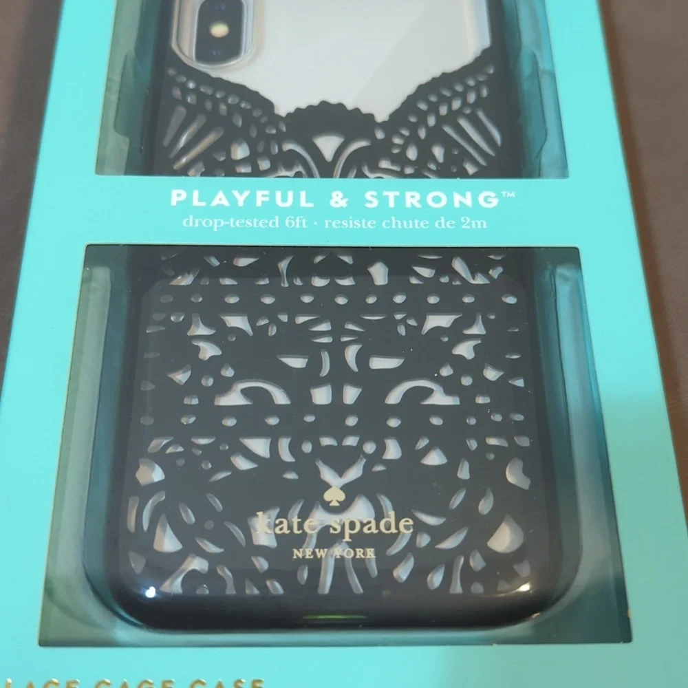 New Kate Spade iPhone X Case Black Lace Cage NIB